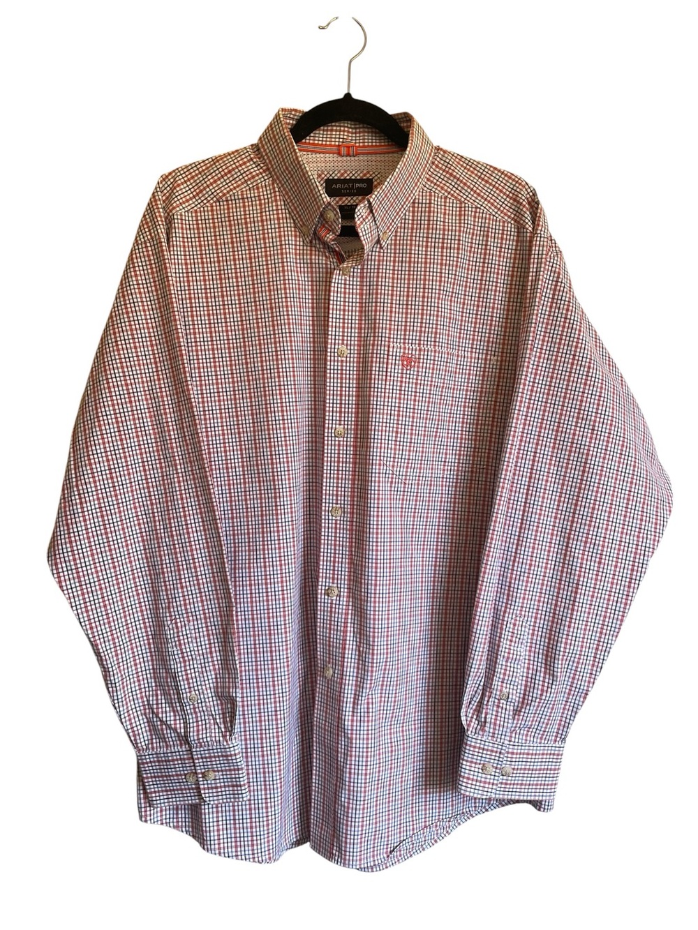 Ariat Pro Series Men's Red, Blue and White Check Button-Down Shirt